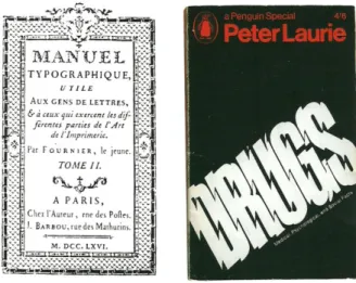Figura 9 - Tipo de Letra Fantasia Neoclássica (esquerda) e Moderna (direita)   (Fonte: O Que é a Tipografia? [Jury, D