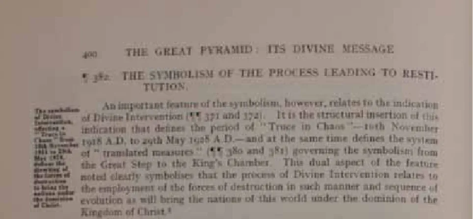 Fig. 1. David Davidson e Herbert Aldersmith, The Great Pyramid: Its Divine Message. An Original Co-ordination of  Historical Documents and Archæological Evidences, p