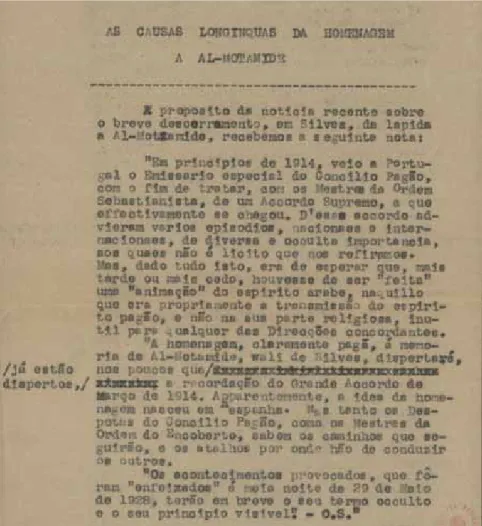 Fig. 2b: «As causas longínquas da homenagem a Al-Mu’tamide», versão datilografada do texto no espólio (BNP 125-1 r )
