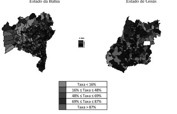 Figura 2. Mapas do atendimento de água no Brasil, em 2008 (%) 