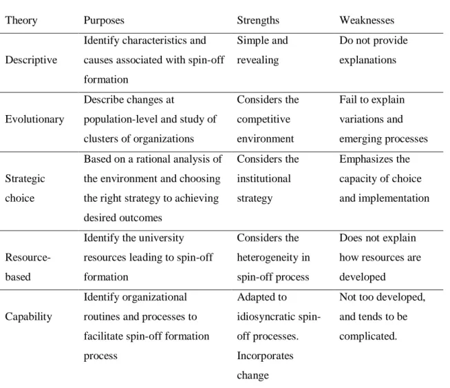 Table 2.2.: Strengths and weaknesses of perspectives on university capabilities 