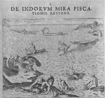 Fig. 2. Whaling scene illustrated in Indias Ocidentalis xxx. XI of Theodoro de Bry, 1560