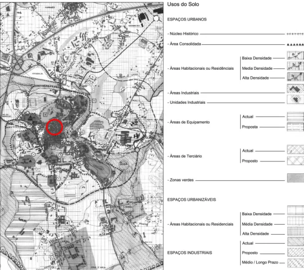 Figura 17 - Extracto da planta de delimitações do aglomerado urbano do PDM de Leiria (1994) com  área de estudo assinalada  