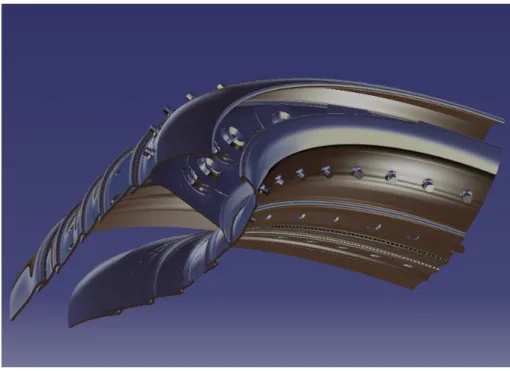 Figure 4.1: Quarter section of the combustor CAD model, shading with a Nickel alloy.