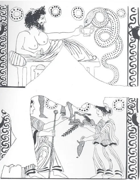 Figura 1. Asclépio coroado ofe- ofe-rece uma bebida à serpente.