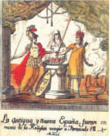 Figura 2. A Antiga e a Nova Espanha juram em mãos da religião vingar  Fernando VII, 1809