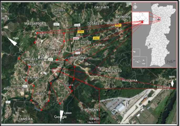 Figure 1. Localization of the case study area: Train station surroundings in São Pedro do Sul, Portugal