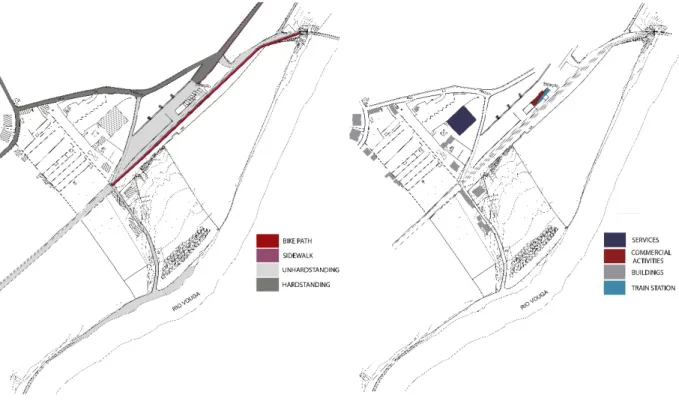 Figure 4. Map of streets surface with the bike path, Train  station surroundings, São Pedro do Sul (Portugal)