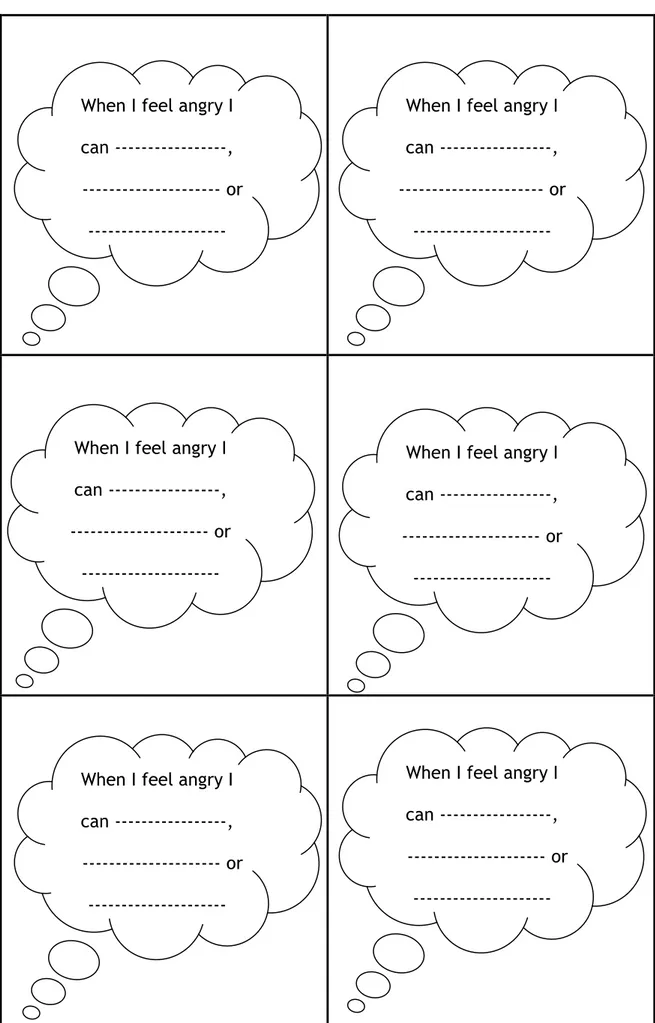Figura 8-Balões de pensamento fotocopiáveis para realização do jogo „When I feel angry…‟ 