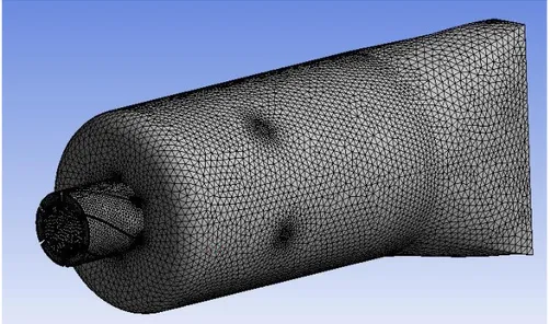 Figure 21 – Mesh for the geometry of the can combustor - Mesh 2 