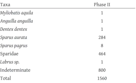 Table 15.3  Remains of fish species at Barrosinha, phase II (Middle Neolithic of Comporta)
