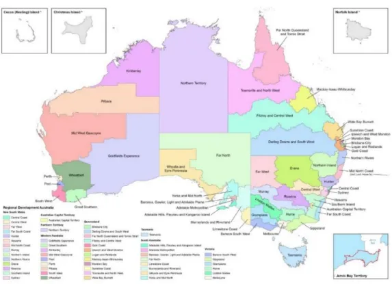 Figura 2.1. – Áreas de jurisdição dos comités RDA na Austrália. 