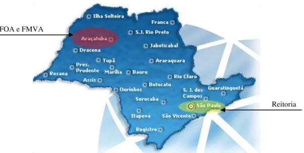 Figura 9: Os campi da UNESP e a localização geográfica da FOA  Fonte: www.unesp.br 
