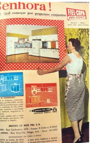 Figura 20 - Propaganda de uma fabricante de gabinetes para cozinha. Acrópole n° 205, 1955, p