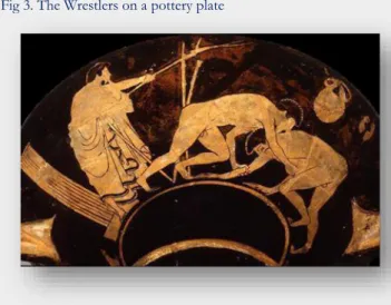 Fig 3. The Wrestlers on a pottery plate 