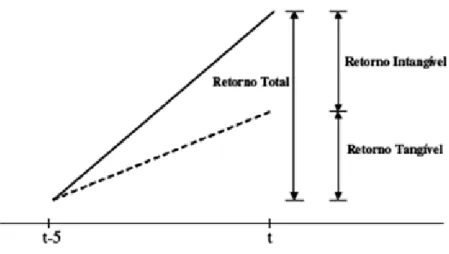 Figura 9 : Decomposição do Retorno em Tangível e Intangível  Adaptado de Daniel e Titman (2006) 