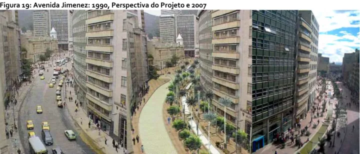 Figura 19: Avenida Jimenez: 1990, Perspectiva do Projeto e 2007 