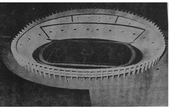 Figura 1.8: Imagem da maquete física do Estádio Albertão, publicada no jornal O Dia de 1972