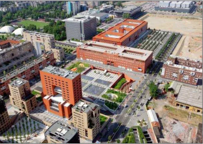 Foto  1  -  La  Bicocca  Milão.  Imagem  aérea  com  destaque  para  a  Universidade.  Fonte: 