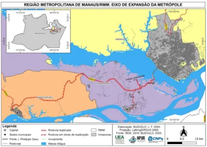 Figura 1: Área de estudo: expansão metropolitana - Iranduba e Manacapuru