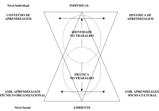 Figura 9 - Modelo Holístico de Aprendizagem no Trabalho  Fonte: Illeris (2004, p. 438), traduzido pela autora 