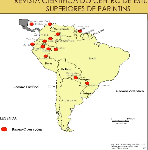 Figura 2: Mapa das Bases Norte-Americanas na América do Sul                  Fonte: Costa (2009) 