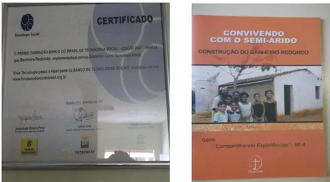 Foto - 56 - Premiação da Diaconia pela tecnologia social: Banheiro Redondo e Foto - 57 – Cartilha: “Convivendo como  semiárido