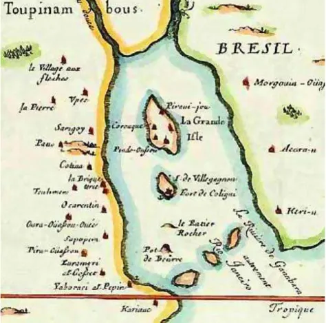 Figura 2: Mapa francês da baía de Guanabara, 1555.  