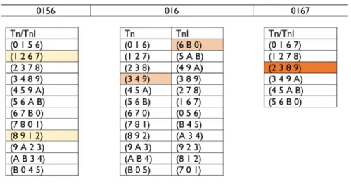 Tab. 3: Classes de conjuntos do trecho A1 distribuídas no quarteto de cordas
