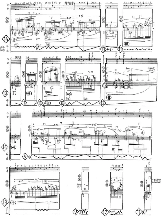 Fig. 8: Excerto da partitura Transmission IV, de Richard Barrett (BARRETT, 2014: 64)