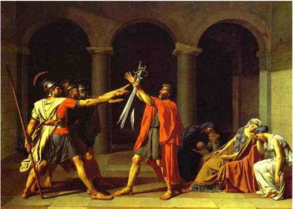 Fig. 02 O Juramento dos Horácios. Óleo s/ tela de Louis David. Museu do Louvre. 1874. 
