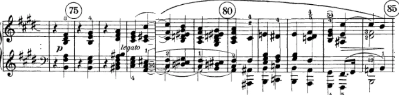Fig. 4: Sonata op. 109 para piano de Beethoven – 1º movimento. Textura coral na coda (c.75-85)