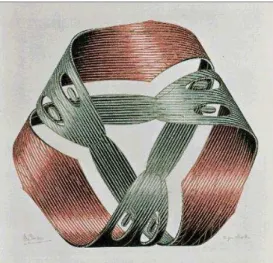 Figura 6: Fita de Moebius em xilogravura de M.C. Escher 1961 19 .  