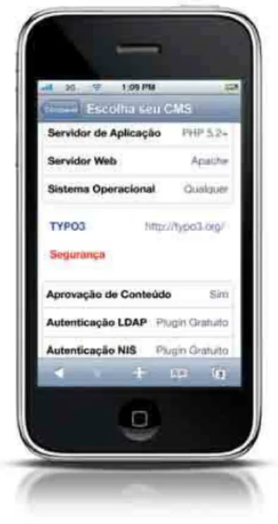 Figura 20 – Tela de exibição de detalhes do software de CMS (versão Smartphone) 