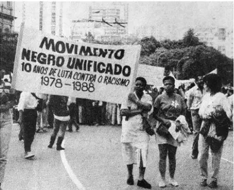 Fig. I – Manifestação promovida pelo MNU na cidade do Rio de Janeiro em 1988. 