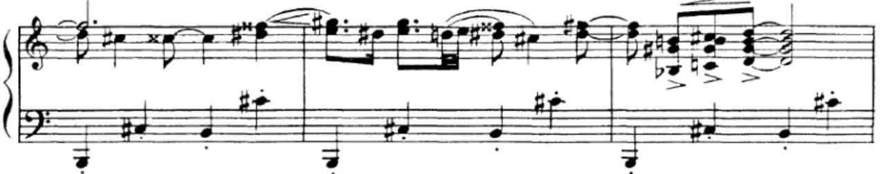 Fig. 14: Bass and accompaniment in Maple Leaf Rag, by Scott Joplin (AMERICAN CONCERT  PIANO MUSIC, 2002)