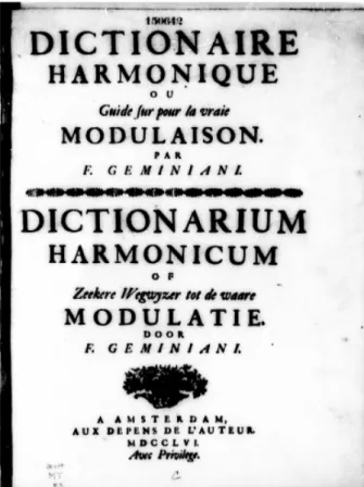 Fig. 1: Frontispício do Dictionaire Harmonique/Dictionarium Harmonicum (Amsterdã, 1756)