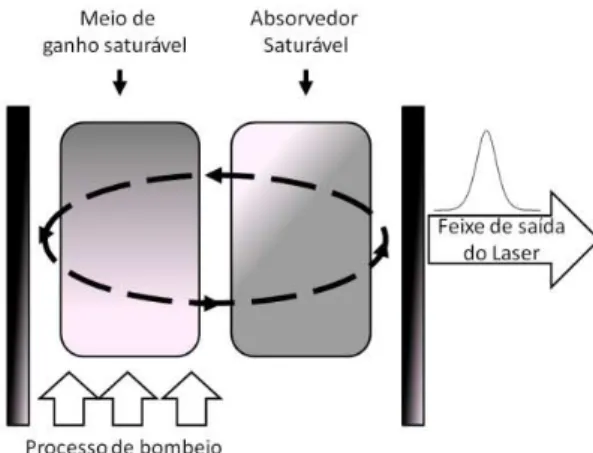 Figura 14 - Esquema geral de uma cavidade laser com ganho e perdas saturáveis.