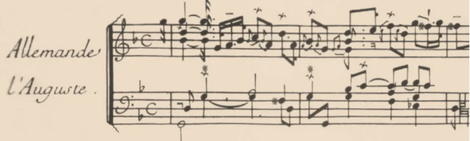 Fig. 14: François Couperin. Allemande L’Auguste, 1 er  ordre. Premier livre de pièces de clavecin  (COUPERIN, 1713: 1)