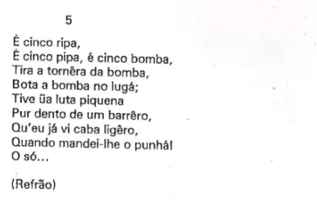 Fig. 13: Exemplo de coco, com a letra. Reproduzido a partir de Andrade (1989: 65-67). 