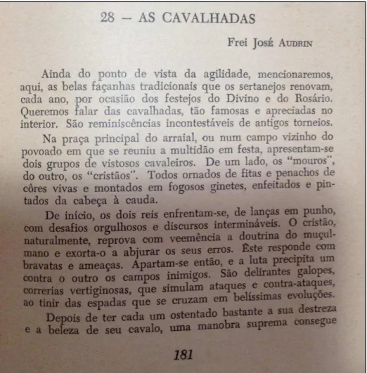 Figura  8:  fragmento  do  texto  As  cavalhadas,  de  Frei  José  Audrin  utilizado  em  um  material  didático da 2ª série ginasial