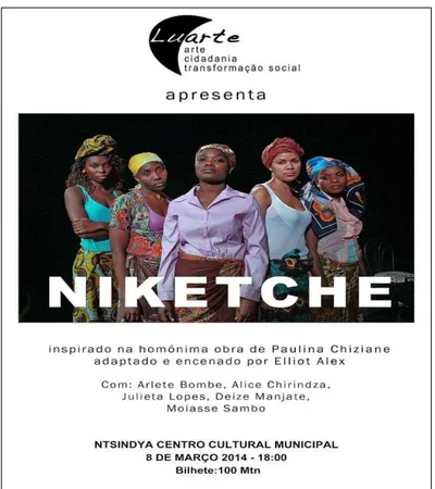 Figura 17 – Cartaz anunciando a peça Niketche, pelo Grupo de Teatro Luarte 