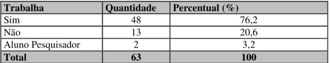 Tabela 7 – Situação ocupacional 
