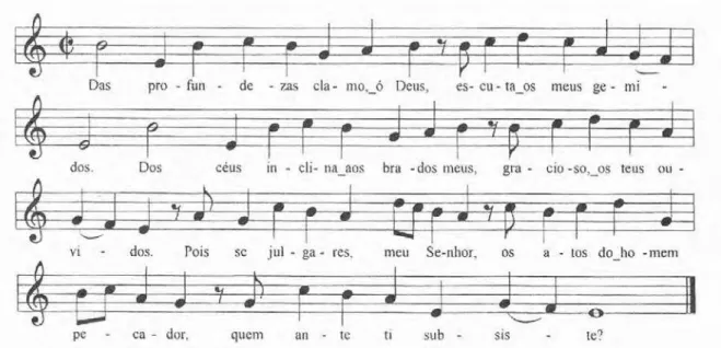 Figura 4 - Hino &#34;Das profundezas&#34; (como na Figura 3, a versão impressa na partitura é a  já adaptada para o canto e não a traduzida do alemão para o português) 