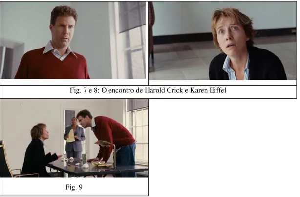 Fig. 7 e 8: O encontro de Harold Crick e Karen Eiffel 