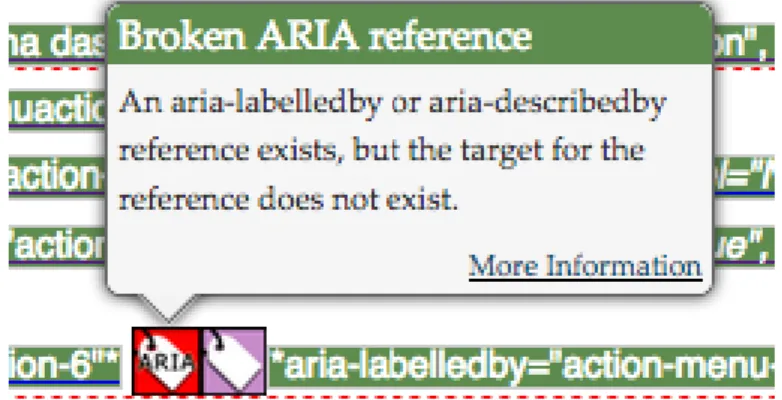 Figura 3: Leitura do aplicativo WAVE para referência da aria-labelledby. 