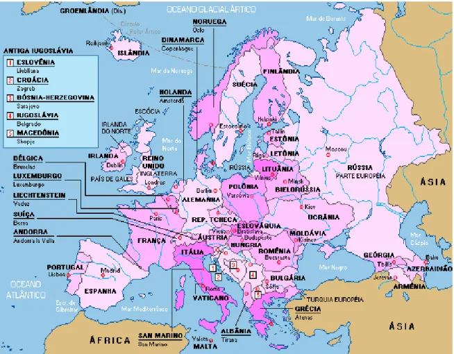 FIGURA 1. Mapa Geopolítico da Europa Atual.  