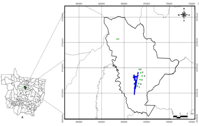 Figura 1 -  Comunidades rurais utilizadas no estudo etnobotânico no município de Sinop, Mato Grosso