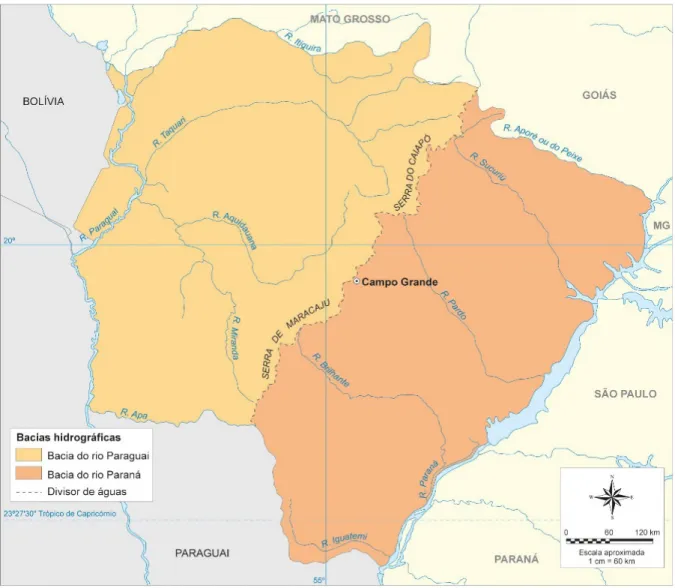 Figura 1 - Bacias Hidrográficas do Rio Paraná e Rio Paraguai do Estado de Mato Grosso do Sul