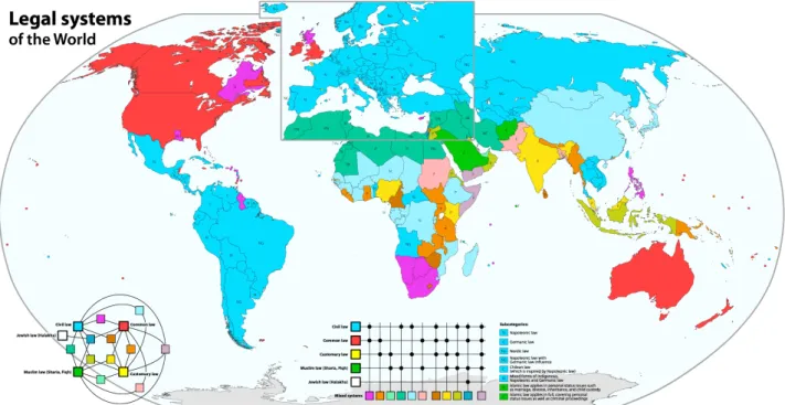 Figure 1. Juridical systems on the World. Source: Wikimedia Commons (2018). 